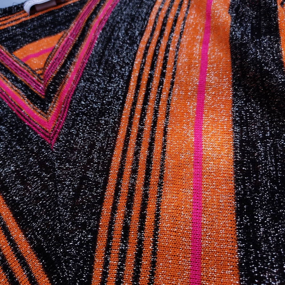 Jamie Nicole Collection Orange black and hot pink striped knit top - Picture 4 of 4